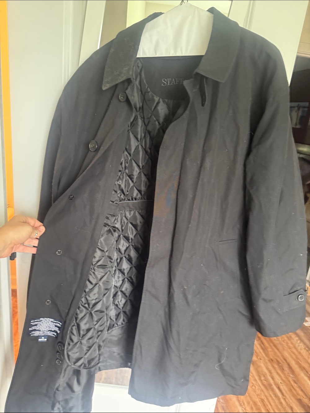 Stafford Black Quilted-Interior Trench Coat